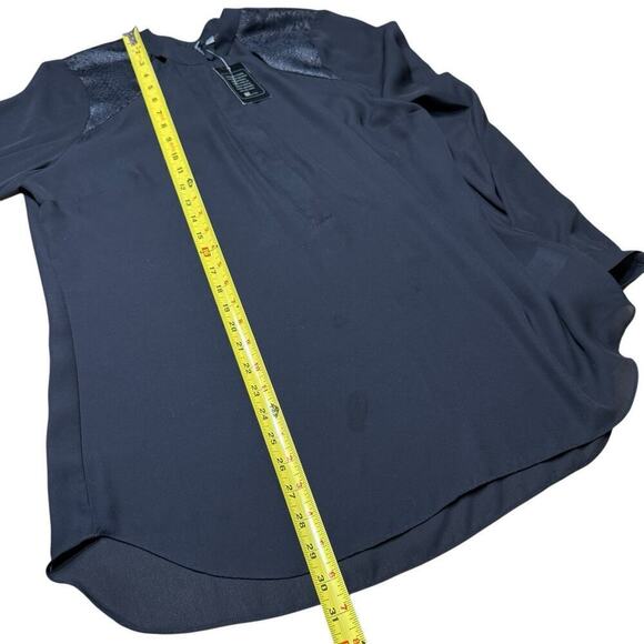 KUT FROM THE KLOTH WOMENS BLACK SHEER Blouse 3/4 Zip Cut Out Shoulder Design XL - Picture 14 of 14